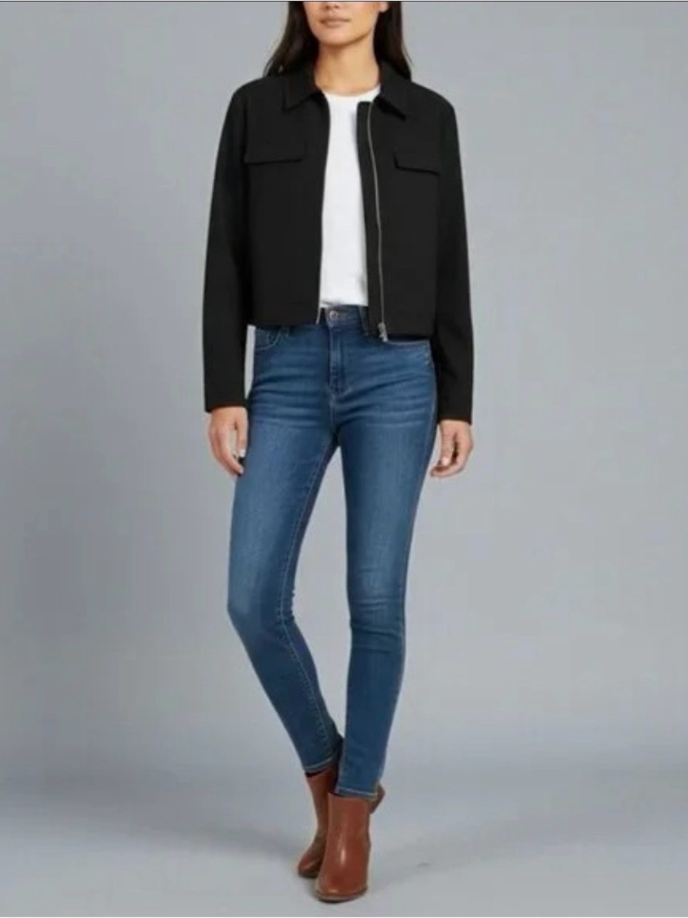 NWOT New Day Cropped Zip Front Jacket Sz: S